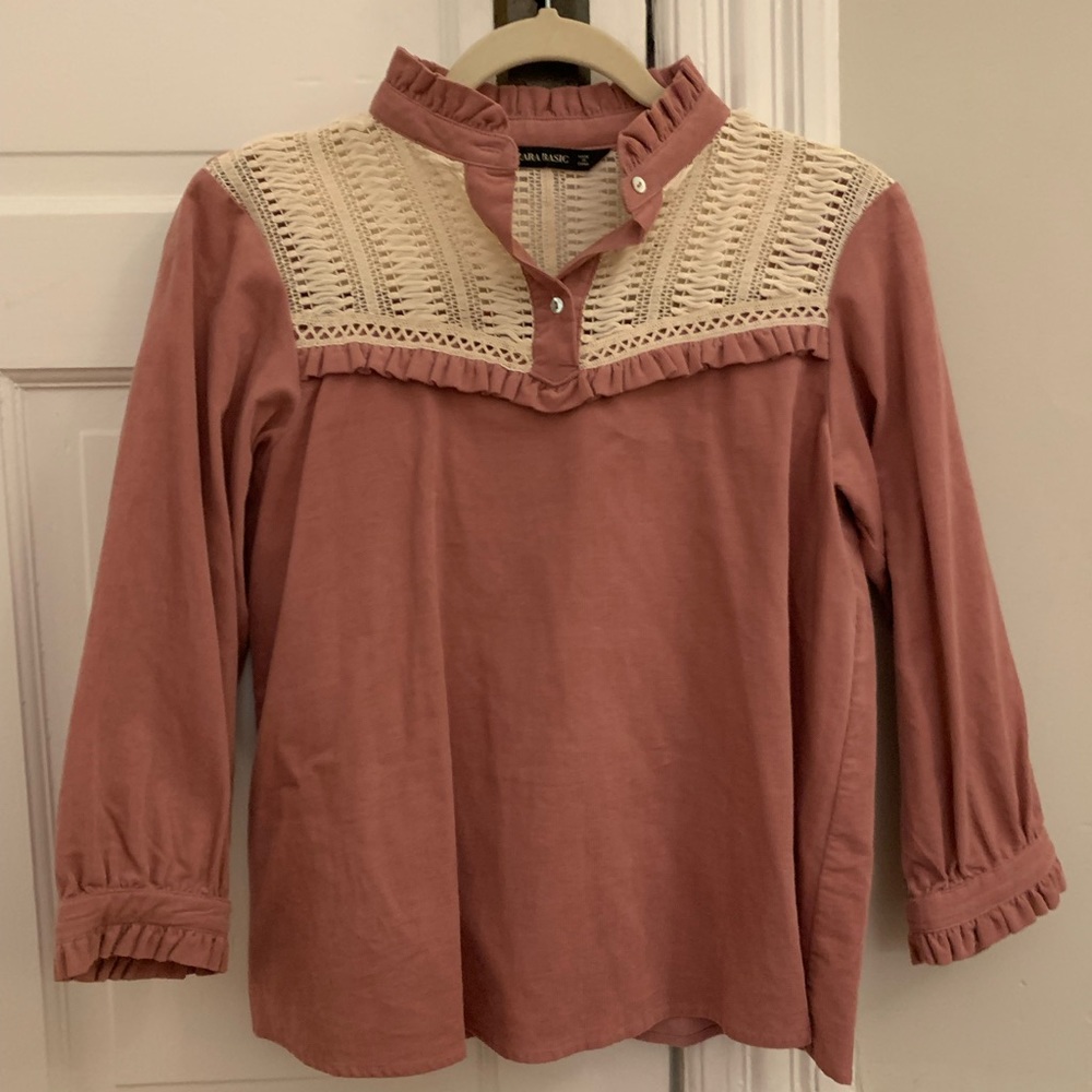 Zara Corduroy and Crochet blouse